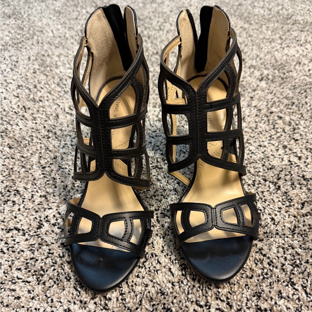 Adrienne Vittadini Black Cutout Heels